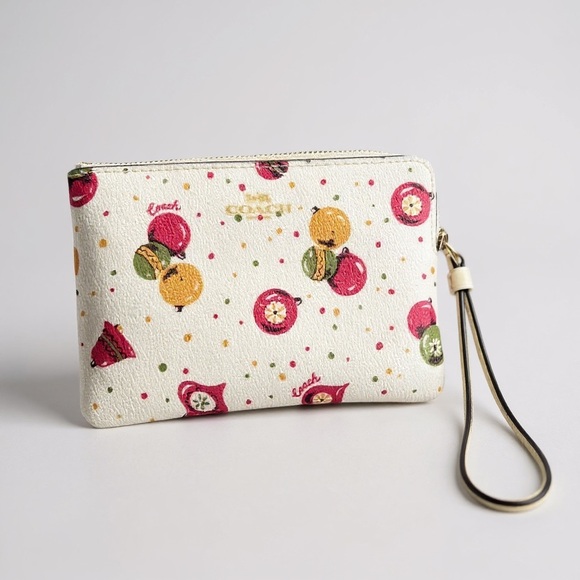 Coach White Wristlet with Red and Yellow Accents - Picture 1 of 6